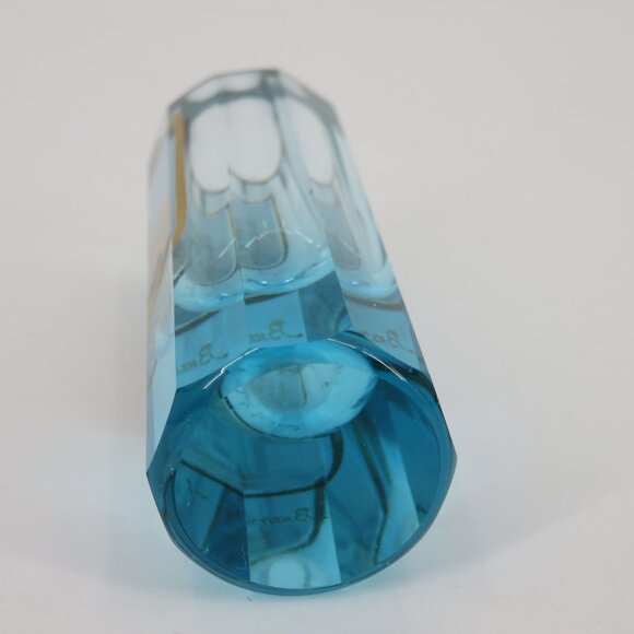 VTG Bank of Sheboygan Clear Blue Glass Gold Trim Shot Glass Souvenir Wisconsin - Picture 8 of 11